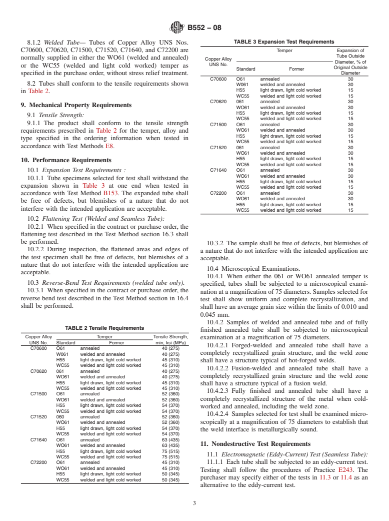 ASTM B552-08 - Standard Specification for Seamless and Welded Copper<span class='unicode'>&#x2013;</span>Nickel Tubes for Water Desalting Plants