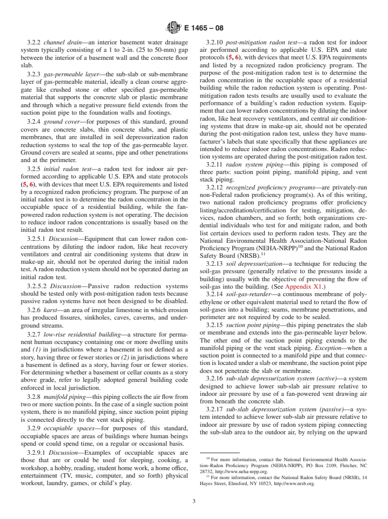 ASTM E1465-08 - Standard Practice for Radon Control Options for the Design and Construction of New Low-Rise  Residential Buildings