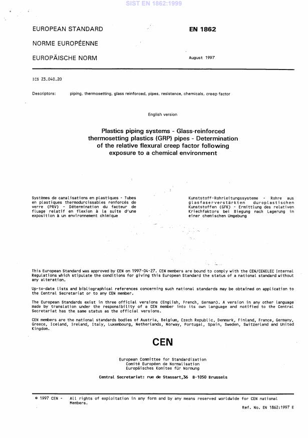 EN 1862:1997 EN 1862:1999 - Page 3 preview