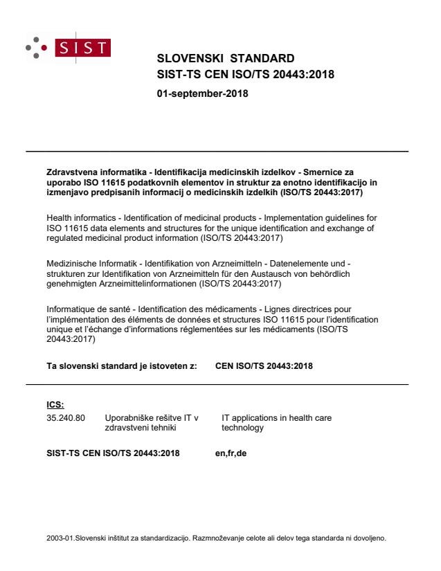 TS CEN ISO/TS 20443:2018 - BARVE