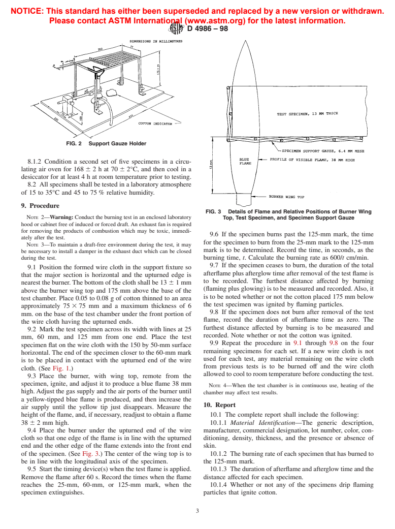 ASTM D4986-98 - Standard Test Method for Horizontal Burning Characteristics of Cellular Polymeric Materials