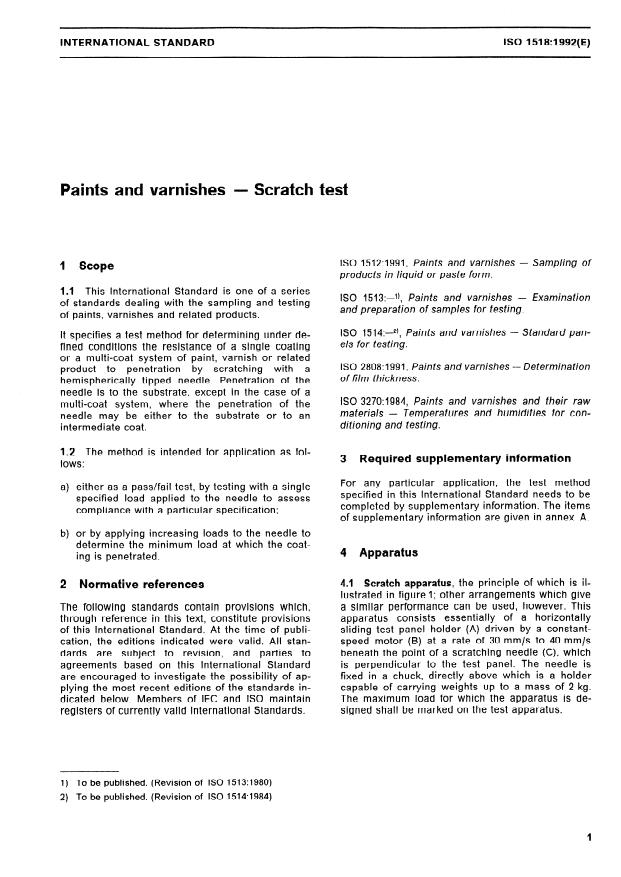ISO 1518:1992 - Paints and varnishes -- Scratch test