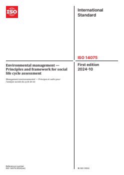 ISO 14075:2024 ISO 14075:2024 - Environmental management — Principles and framework for social life cycle assessment
Released:14. 10. 2024 - Page 1 preview