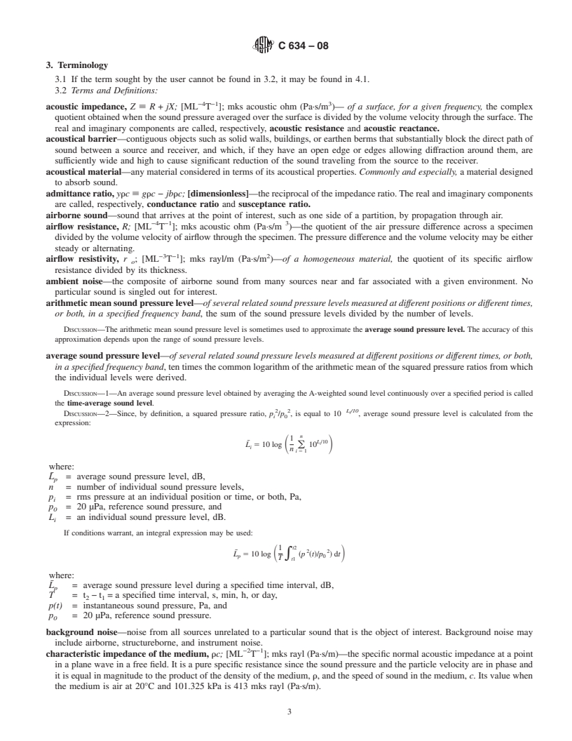 REDLINE ASTM C634-08 - Standard Terminology Relating to  Building and Environmental Acoustics