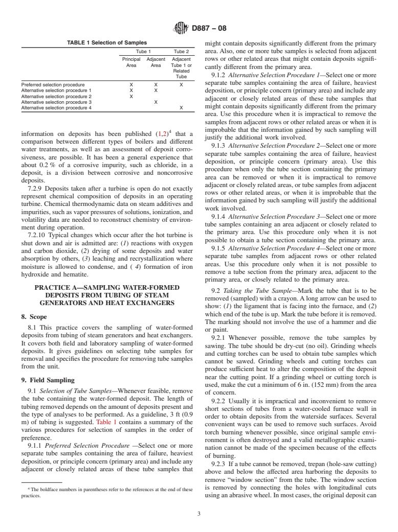 ASTM D887-08 - Standard Practices for  Sampling Water-Formed Deposits