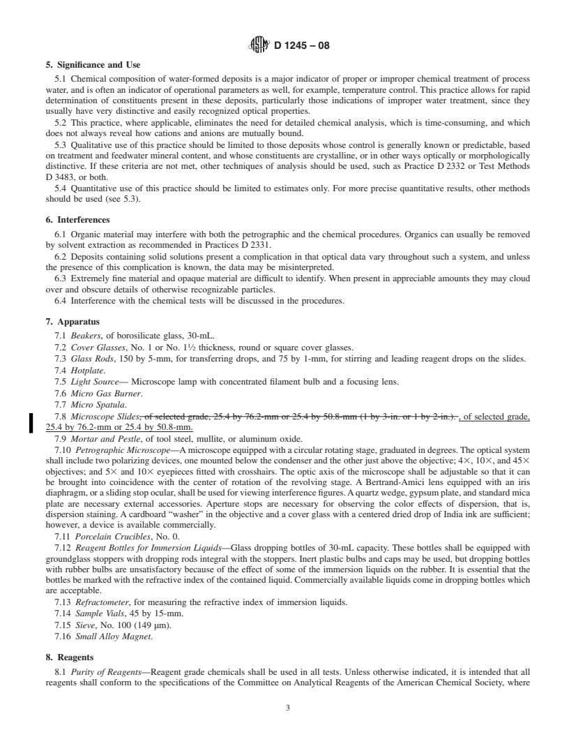 REDLINE ASTM D1245-08 - Standard Practice for  Examination of Water-Formed Deposits by Chemical Microscopy