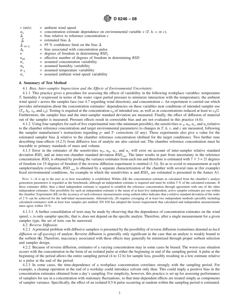 REDLINE ASTM D6246-08 - Standard Practice for  Evaluating the Performance of Diffusive Samplers