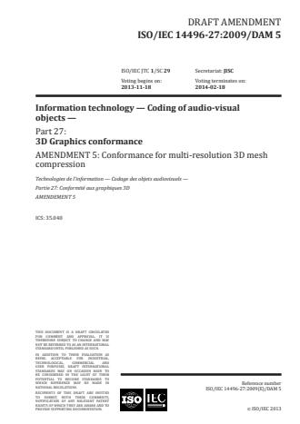 ISO/IEC 14496-27:2009/Amd 5:2015 - Multi-resolution 3D mesh compression