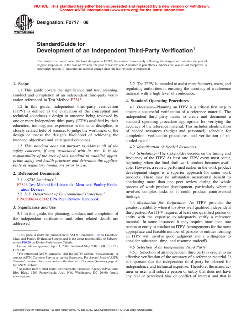 ASTM F2717-08 - Standard Guide for Development of an Independent Third-Party Verification