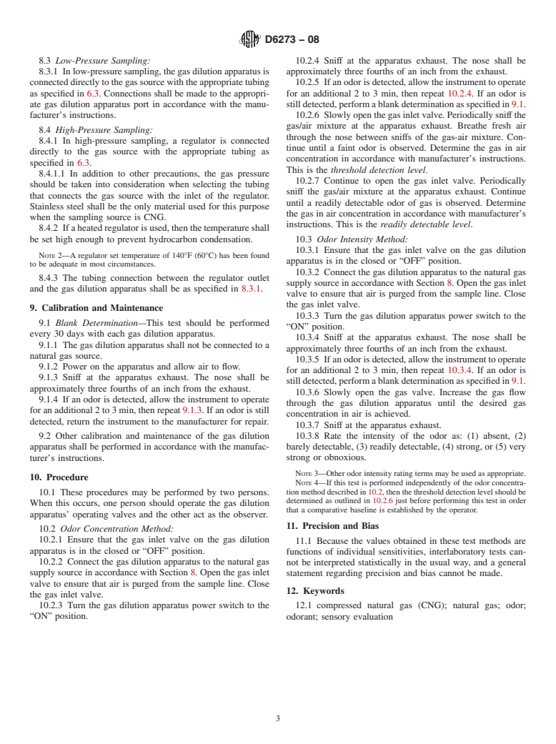 ASTM D6273-08 - Standard Test Methods for Natural Gas Odor Intensity