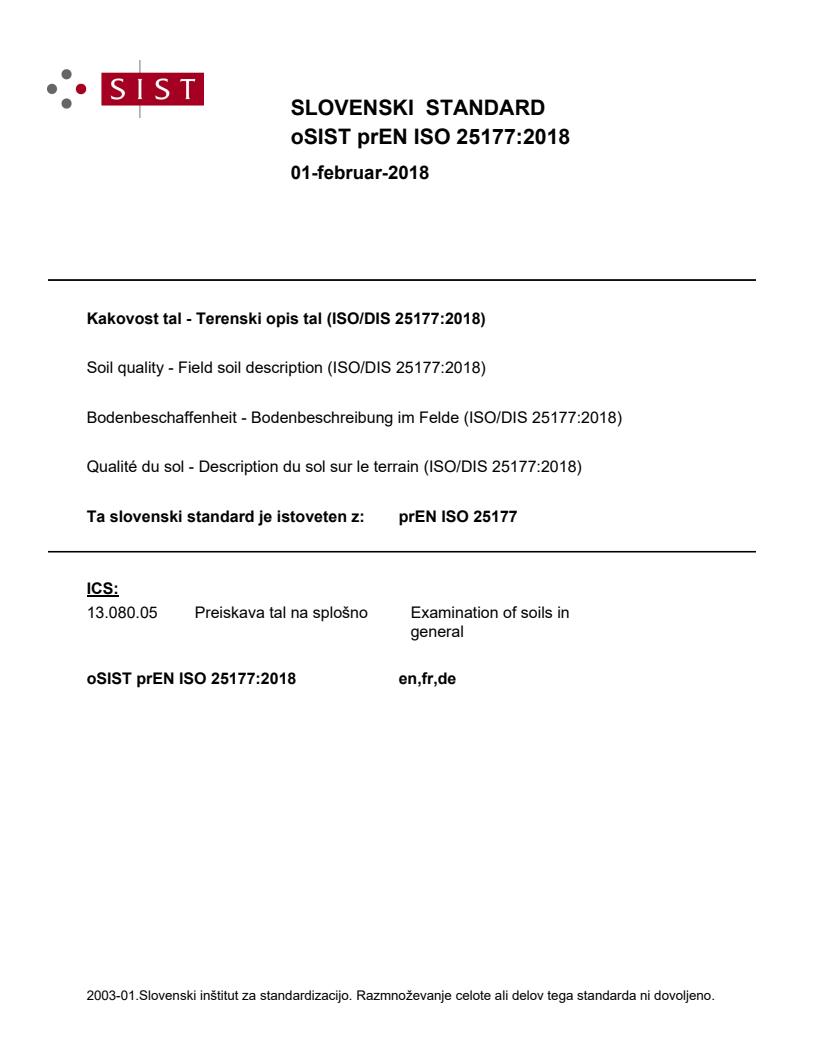 prEN ISO 25177:2018 - BARVE