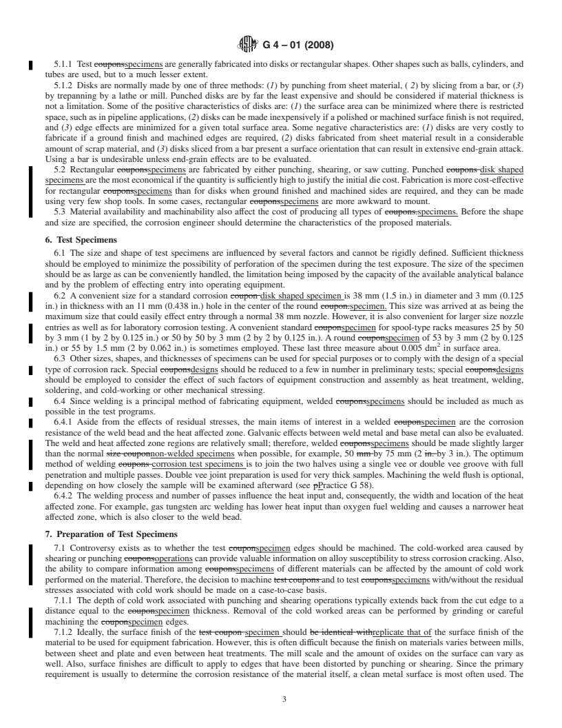 REDLINE ASTM G4-01(2008) - Standard Guide for Conducting Corrosion Tests in Field Applications