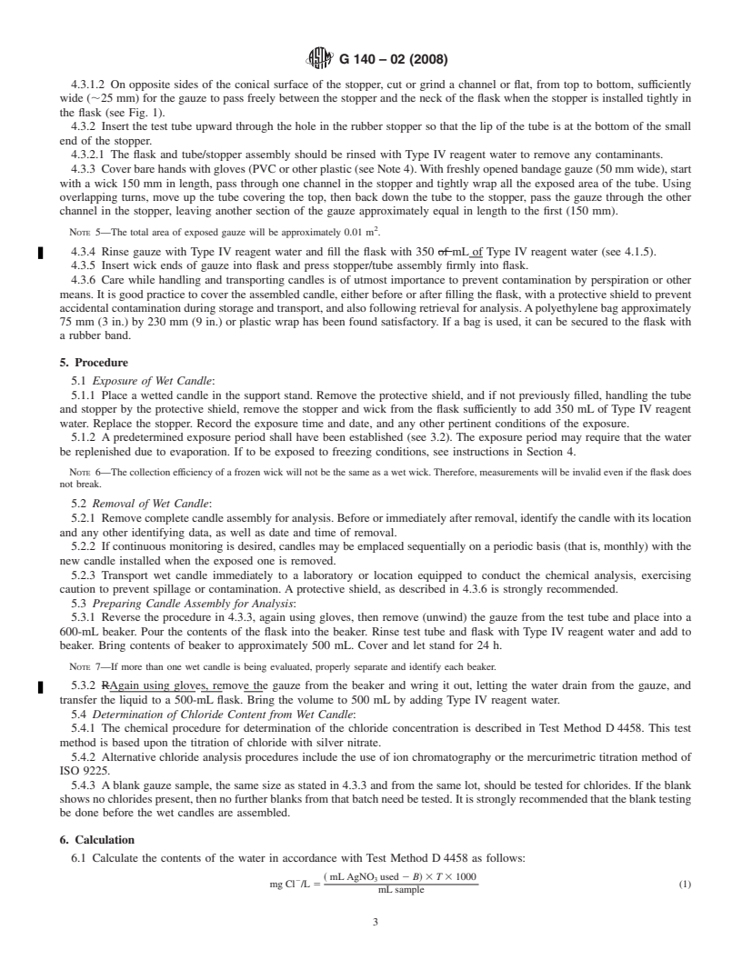 REDLINE ASTM G140-02(2008) - Standard Test Method for Determining Atmospheric Chloride Deposition Rate by Wet Candle Method