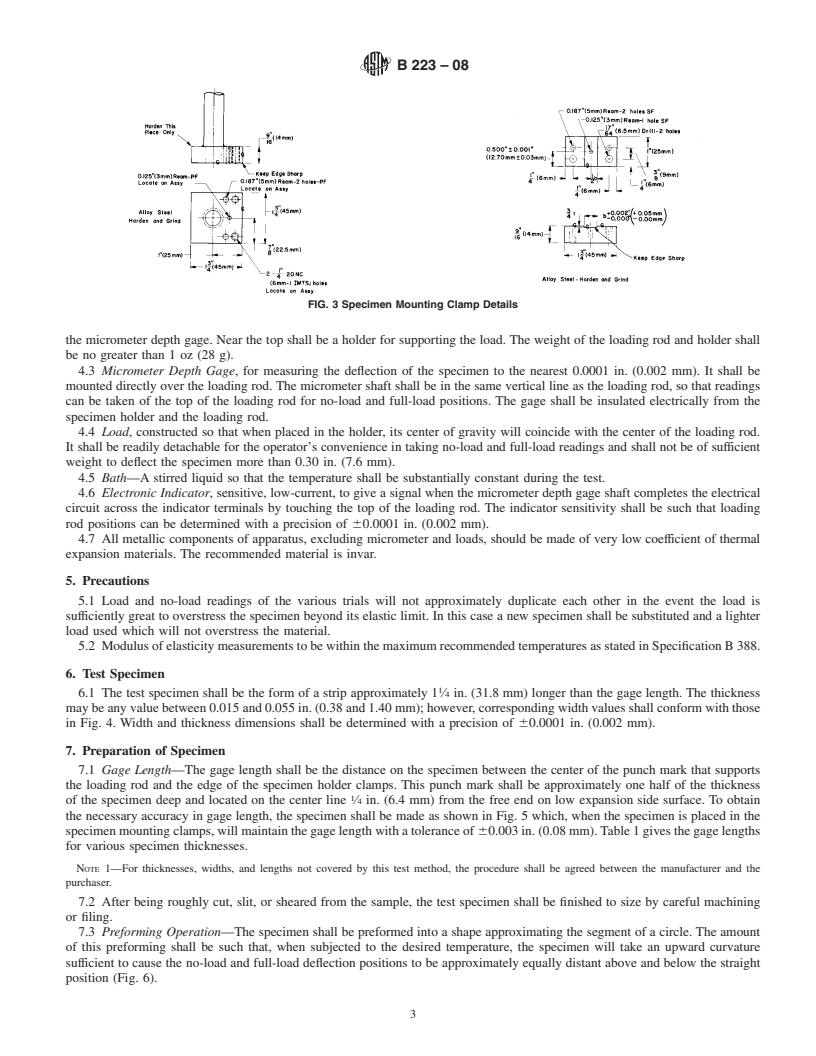 REDLINE ASTM B223-08 - Standard Test Method for  Modulus of Elasticity of Thermostat Metals (Cantilever Beam Method)