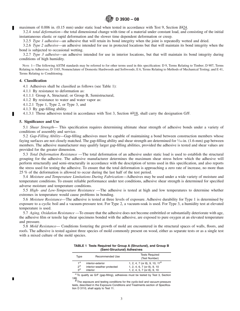 REDLINE ASTM D3930-08 - Standard Specification for  Adhesives for Wood-Based Materials for Construction of Manufactured       Homes