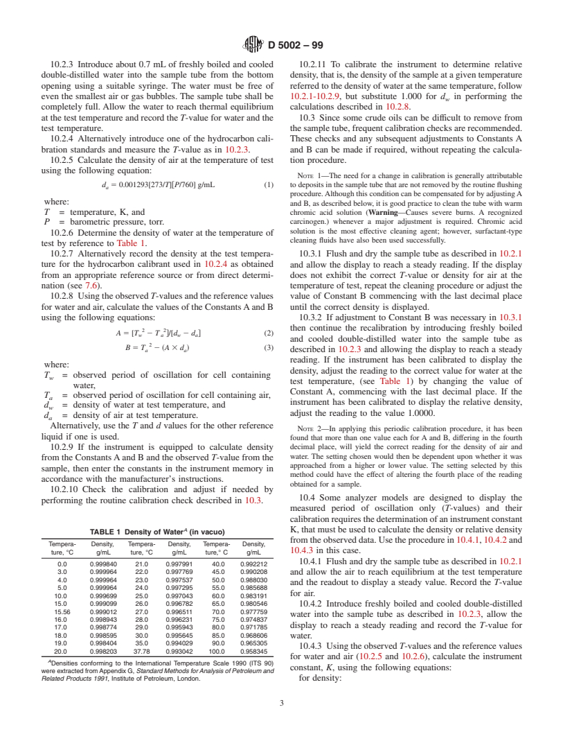 ASTM D5002-99 - Standard Test Method for Density and Relative Density of Crude Oils by Digital Density Analyzer