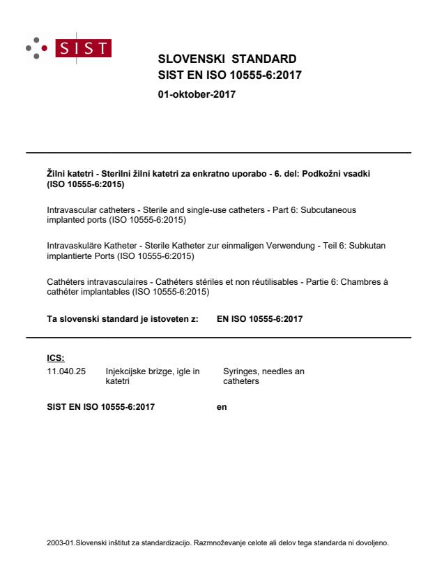 EN ISO 10555-6:2017
