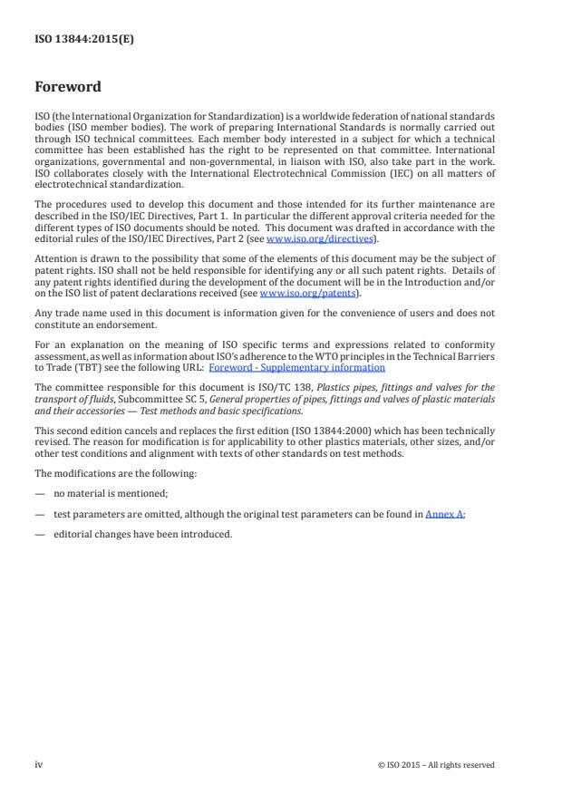 ISO 13844:2015 ISO 13844:2015 - Plastics piping systems -- Elastomeric-sealing-ring-type socket joints for use with plastic pressure pipes -- Test method for leaktightness under negative pressure, angular deflection and deformation - Page 4 preview
