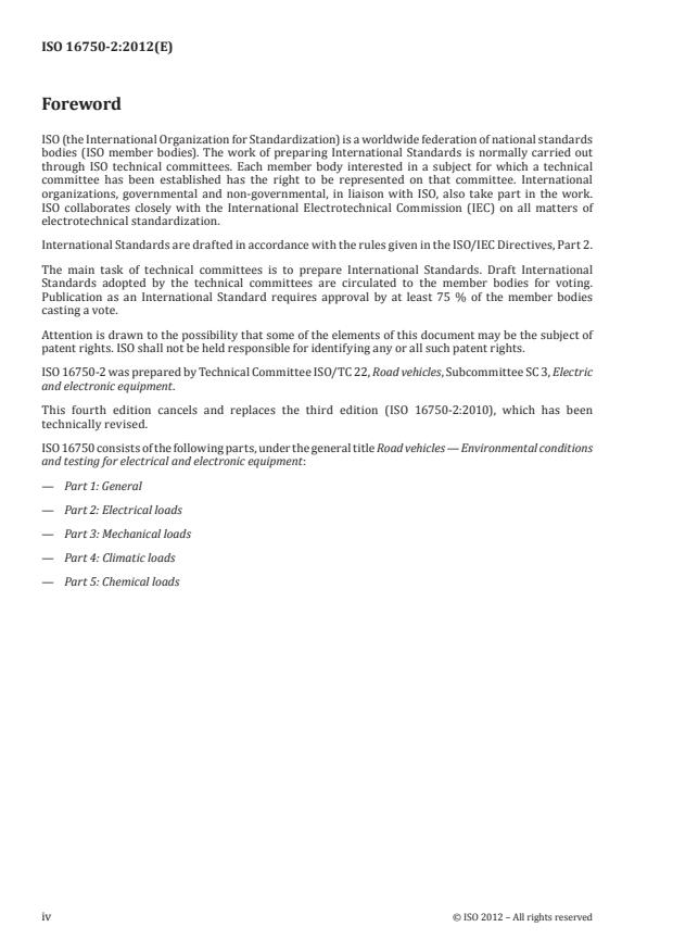 ISO 16750-2:2012 ISO 16750-2:2012 - Road vehicles -- Environmental conditions and testing for electrical and electronic equipment - Page 4 preview