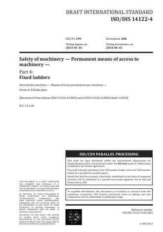 ISO 14122-4:2016 - Safety of machinery -- Permanent means of access to machinery