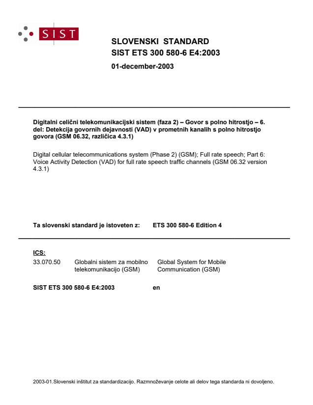 SIST ETS 300 580-6 E4:2003