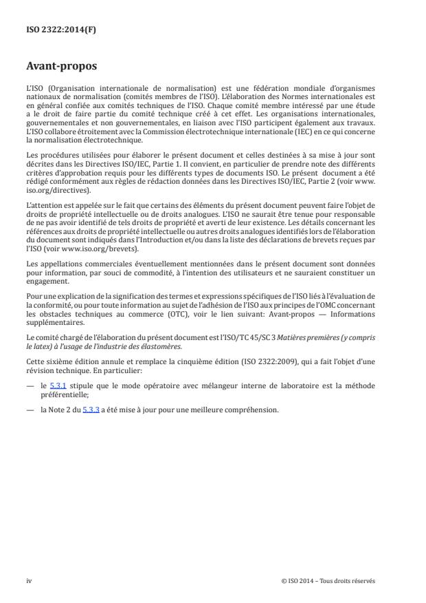 ISO 2322:2014 ISO 2322:2014 - Caoutchouc butadiene-styrene (SBR) -- Types polymérisés en émulsion et en solution -- Méthode d'évaluation - Page 4 preview