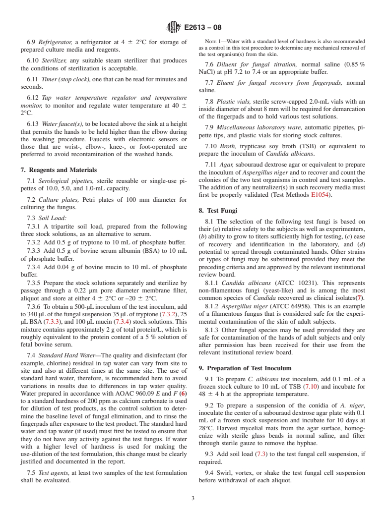 ASTM E2613-08 - Standard Test Method for Determining Fungus-Eliminating Effectiveness of Hygienic Handwash  and Handrub Agents Using Fingerpads of Adults