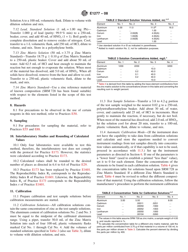 ASTM E1277-08 - Standard Test Method for Chemical Analysis of Zinc-5 % Aluminum-Mischmetal Alloys by  ICP Emission Spectrometry