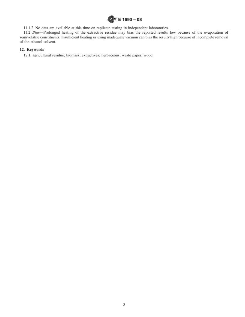 REDLINE ASTM E1690-08 - Standard Test Method for  Determination of Ethanol Extractives in Biomass