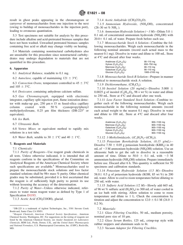 ASTM E1821-08 - Standard Test Method for  Determination of Carbohydrates in Biomass by Gas Chromatography