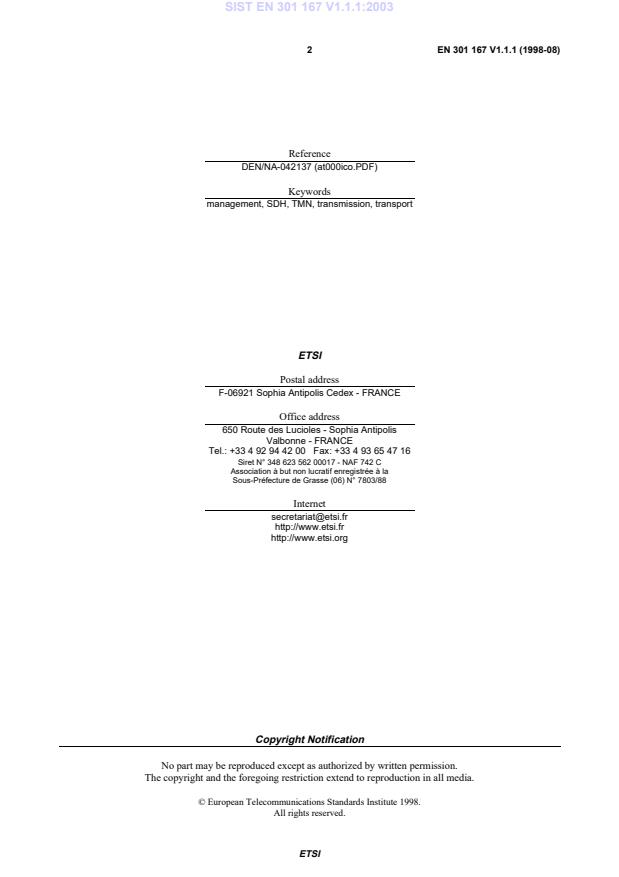 SIST EN 301 167 V1.1.1:2003 SIST EN 301 167 V1.1.1:2003 - Page 4 preview