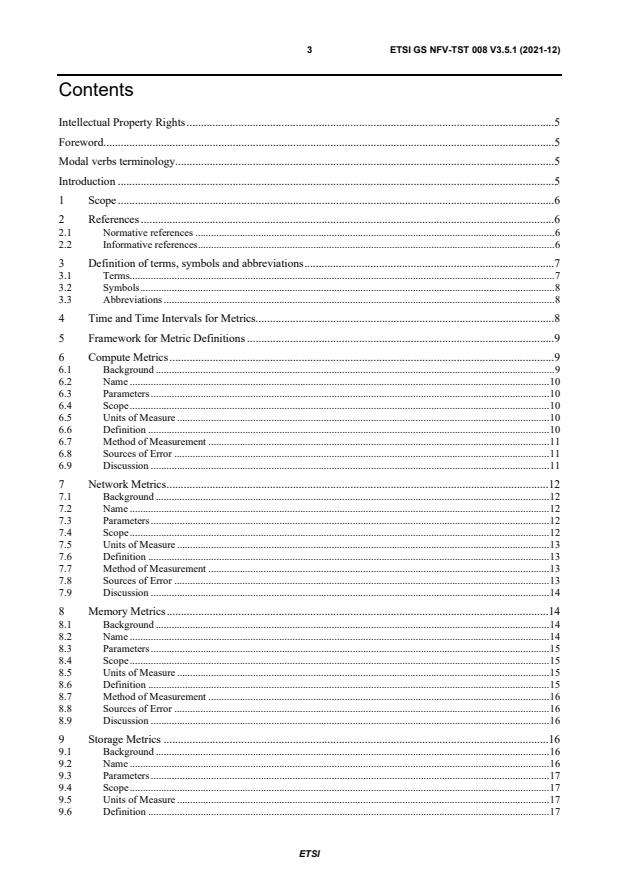 ETSI GS NFV-TST 008 V3.5.1 (2021-12) - Network Functions Virtualisation (NFV) Release 3; Testing; NFVI Compute and Network Metrics Specification