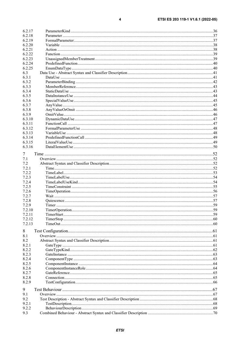 SIST ES 203 119-1 V1.6.1:2022 ETSI ES 203 119-1 V1.6.1 (2022-05) - Methods for Testing and Specification (MTS); The Test Description Language (TDL); Part 1: Abstract Syntax and Associated Semantics - Page 4 preview