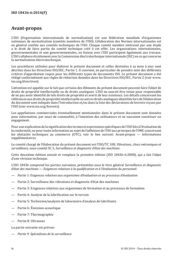ISO 18436-6:2014 ISO 18436-6:2014 - Surveillance et diagnostic d'état des machines -- Exigences relatives a la qualification et a l'évaluation du personnel - Page 4 preview