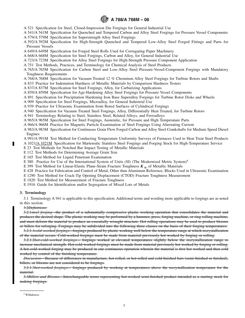 REDLINE ASTM A788/A788M-08 - Standard Specification for  Steel Forgings, General Requirements