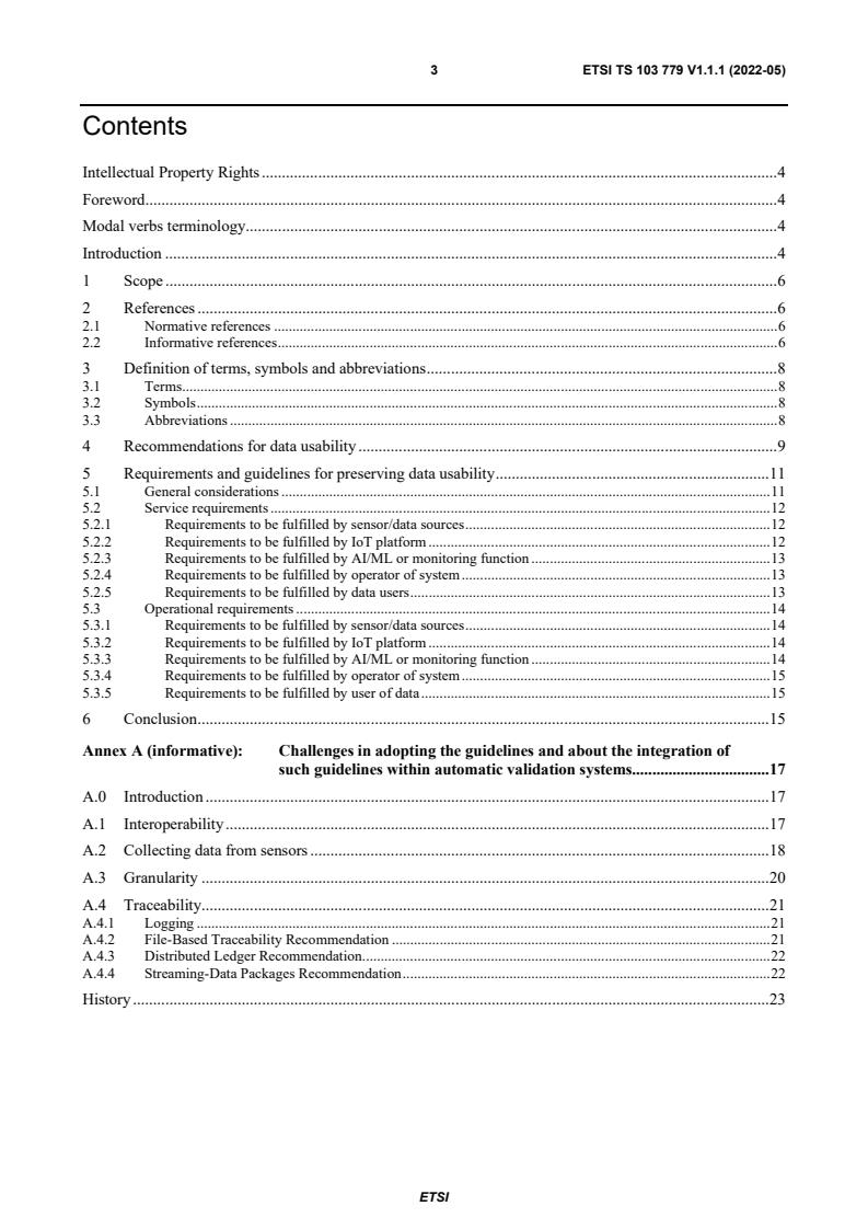 ETSI TS 103 779 V1.1.1 (2022-05) - SmartM2M; Requirements and Guidelines for cross-domain data usability of IoT devices