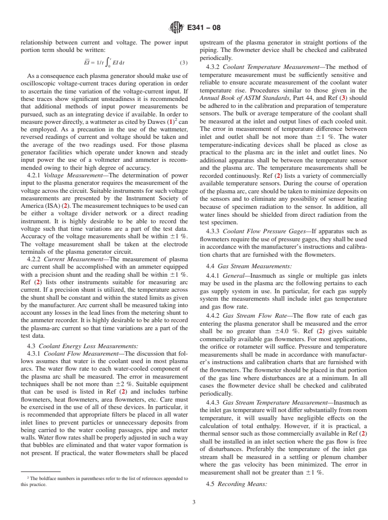 ASTM E341-08 - Standard Practice for  Measuring Plasma Arc Gas Enthalpy by Energy Balance