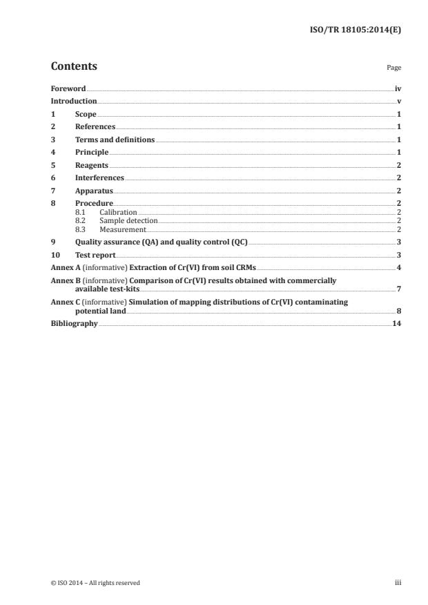 ISO/TR 18105:2014 - Soil quality -- Detection of water soluble chromium(VI) using a ready-to-use test-kit method