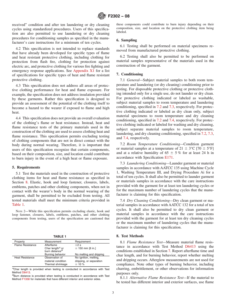 ASTM F2302-08 - Standard Performance Specification for Labeling Protective Clothing as Heat and Flame Resistant (Withdrawn 2017)