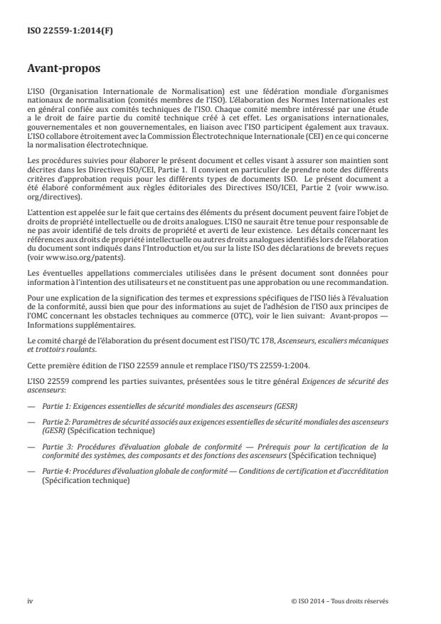 ISO 22559-1:2014 ISO 22559-1:2014 - Exigences de sécurité des ascenseurs - Page 4 preview