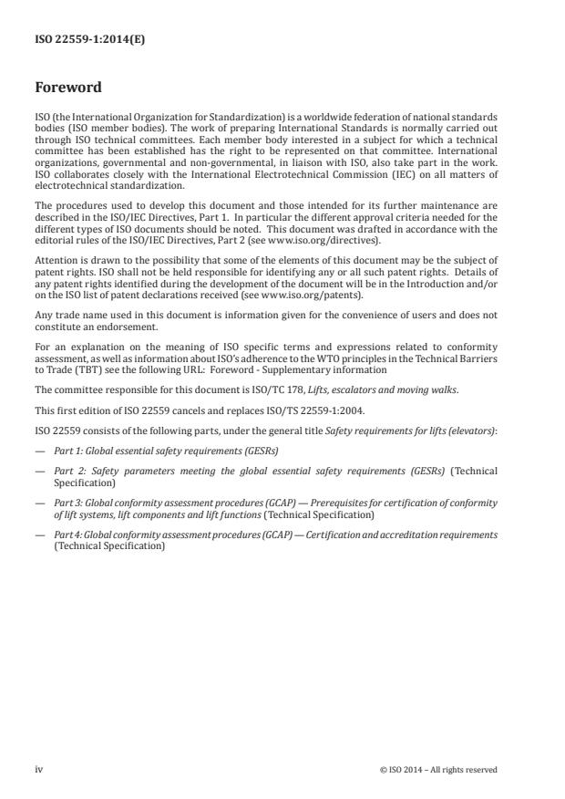 ISO 22559-1:2014 ISO 22559-1:2014 - Safety requirements for lifts (elevators) - Page 4 preview