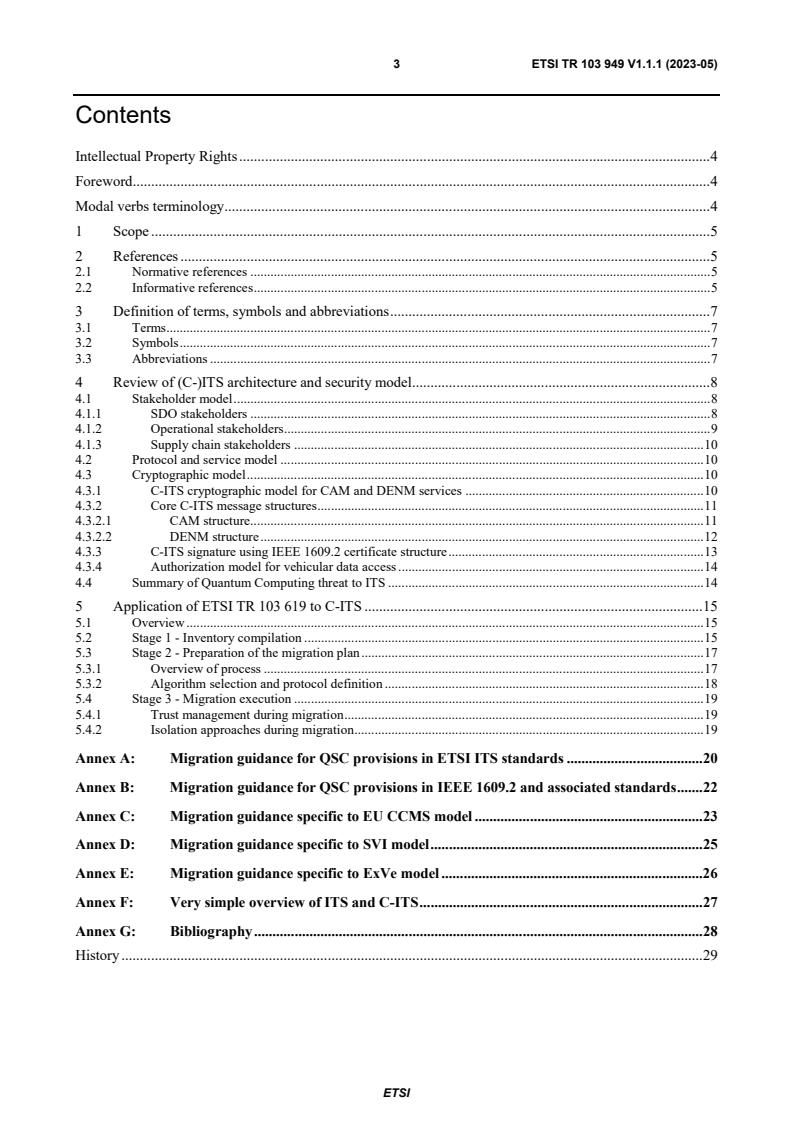 ETSI TR 103 949 V1.1.1 (2023-05) - Quantum-Safe Cryptography (QSC) Migration; ITS and C-ITS migration study