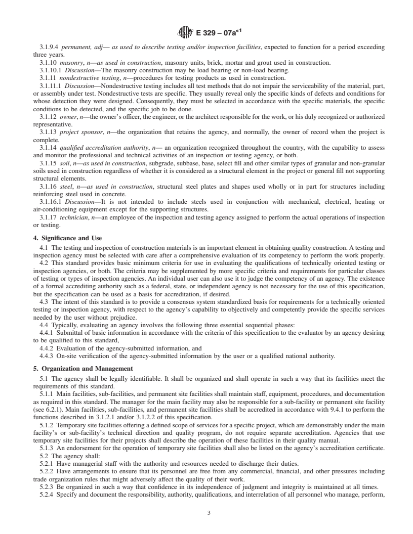 REDLINE ASTM E329-07ae1 - Standard Specification for Agencies Engaged in Construction Inspection and/or Testing