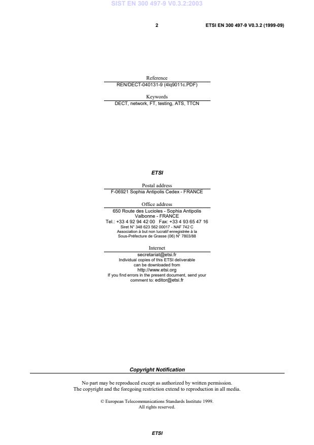 SIST EN 300 497-9 V0.3.2:2003 SIST EN 300 497-9 V0.3.2:2003 - Page 4 preview