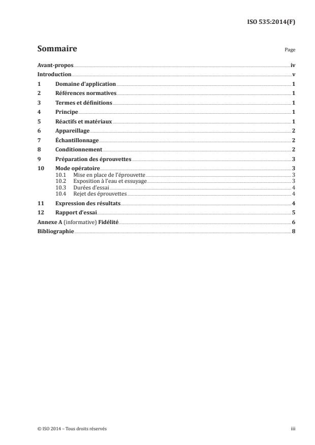 ISO 535:2014 - Papier et carton -- Détermination de l'absorption d'eau -- Méthode de Cobb