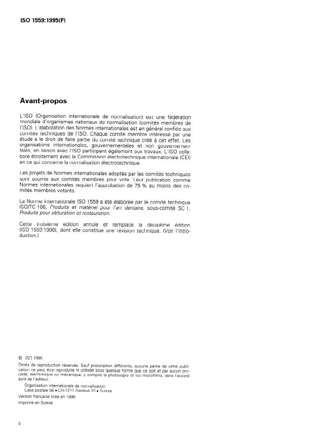 ISO 1559:1995 ISO 1559:1995 - Produits dentaires -- Alliages pour amalgame dentaire - Page 2 preview