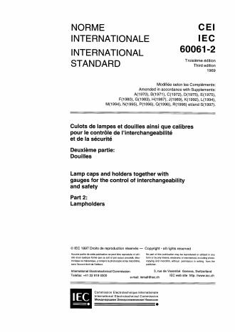 IEC 60061-2S:1997 - Seventeenth supplement - Lamp caps and holders together with gauges for the control of interchangeability and safety. Part 2: Lampholders