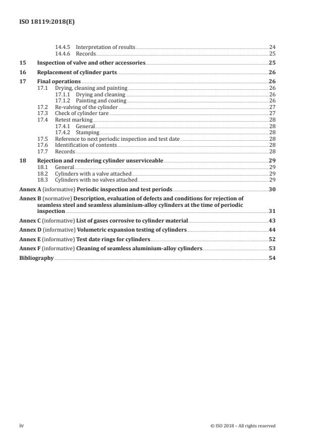 ISO 18119:2018 ISO 18119:2018 - Gas cylinders -- Seamless steel and seamless aluminium-alloy gas cylinders and tubes -- Periodic inspection and testing - Page 4 preview