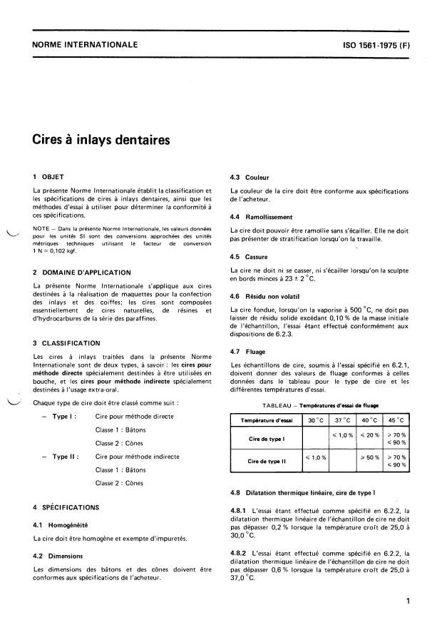 ISO 1561:1975 - Cires a inlays dentaires