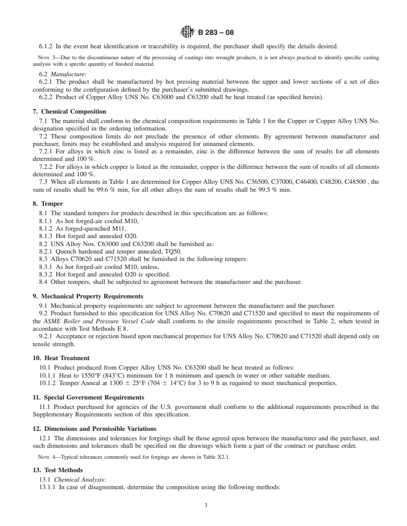 REDLINE ASTM B283-08 - Standard Specification for  Copper and Copper-Alloy Die Forgings (Hot-Pressed)